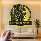 Arte murale in metallo personalizzata con pappagallo | Insegna LED personalizzata per decorazione di patio e ufficio | Targa tropicale per amanti degli uccelli