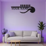 Letrero LED de guitarra personalizado | Decoración mural de metal personalizada para sala de música | Decoración con nombre para músico | Regalo para guitarrista