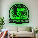 Décoration murale en métal personnalisée avec lumière LED en forme de dinosaure pour la chambre ou la salle de jeux des enfants 1