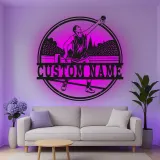 Custom Discus Thrower Led Light Metal Wall Art Athlete Gift for Sports Enthusiasts Game Room Decor