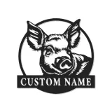 Cartel LED de retrato de cerdo personalizado | Decoración de granja personalizada | Arte mural de metal rústico para granero o hogar de campo moderno