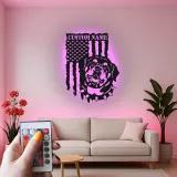 Rottweiler Metal Wall Art | Personalized LED Name Sign | Patriotic American Flag Decor | Custom Dog Lover Gift