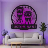 Cartel de metal personalizado con luz LED de bongos para regalo de músico, decoración de sala de música