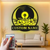Cartel de metal LED de disco de vinilo personalizado para amantes de la música, regalo para estudio en casa 1