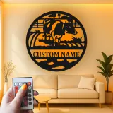 Insegna in metallo LED personalizzata Fattoria di Mucche - Regalo per Agricoltori, Decorazione Rustica per Fienile