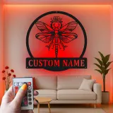 Décoration murale en métal LED personnalisée Libellule Cadeau pour amoureux de la nature Décor de chambre ou de salon 2