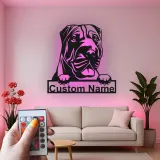 Cartel de metal personalizado con luz LED de mastín, regalo para amantes de los perros, decoración de sala de estar