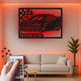 Personalized Race Car LED Sign | Custom Metal Wall Art for Garage | Gift for Car Enthusiast | Racing Decor