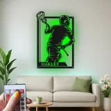 Insegna LED Personalizzata per Giocatore di Lacrosse | Insegna in Metallo Personalizzata | Decorazione per Camera da Ragazzo & Regalo Sportivo per Atleta | LAZERDIZAYN.CO