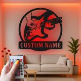 Custom Guitar Player LED Sign | Personalized Metal Wall Art for Music Room & Studio Decor | Gift for Musician
