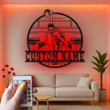 Custom Bowling Player Led Light Metal Wall Art Personalized Gift for Bowlers Game Room Decor