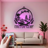 Custom Santa Sleigh Led Light Metal Wall Art Christmas Gift for Families Festive Living Room Decor