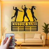 Insegna in metallo LED a silhouette di cheerleader personalizzata regalo per squadra di cheer decorazione camera teen
