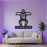 Personalisiertes Gorilla-Metallschild | Individuelle LED-Wandkunst | Man Cave Dekor & Geschenk für Tierliebhaber | Gym Namensschild