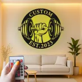 Insegna in Metallo LED Personalizzata con Maniglia per Pesi