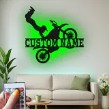 Personalisierte Motocross LED-Leuchte | Individuelle Metall-Wandkunst für den Man Cave | Geschenk für Extremsportler