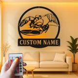 Insegna in metallo LED personalizzata con aragosta | Decorazione per cucina costiera personalizzata | Arte murale per casa al mare e regalo per pescatori