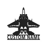 Plaque LED personnalisée avion de chasse en métal | Décoration murale personnalisée | Cadeau pour pilote militaire | Déco avion pour man cave