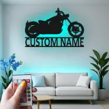 Custom Motorcycle Led Light Metal Wall Art Personalized Gift for Bikers Garage or Man Cave Decor 6