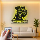 Custom Schnauzer LED Sign | Personalized Metal Pet Portrait | Modern Dog Lover Wall Art for Home