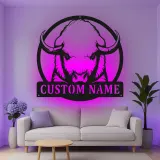 Custom Buffalo Led Light Metal Wall Art Personalized Rustic Gift for Home Living Room or Office Decor