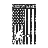 Pickleball Player Metal Wall Art | Custom Name American Flag LED Sign | Patriotic Sports Decor for Home or Gym | Hand-Crafted Steel