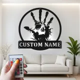 Zombie Handprint LED Metal Sign | Personalized Horror Decor | Custom Name Wall Art for Halloween & Haunted House Events