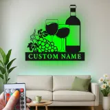 Cartel de metal LED de botella de vino y copas personalizado regalo para amantes del vino decoración de cocina o bar