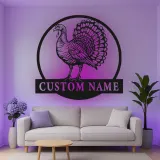 Insegna in metallo LED personalizzata con tacchino - Regalo di ringraziamento, decorazione per cucina o sala da pranzo