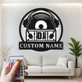 Cartel de metal personalizado con luz LED de tornamesa regalo personalizado para amantes de la música decoración de estudio o man cave