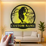 Prowling Panther LED Metal Sign | Custom Name Wall Art | Realistic Wildlife Silhouette for Man Cave or Office Decor
