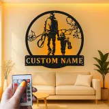 Insegna Personalizzata per Chitarra | Arte in Metallo LED per Padre e Figlio | Decorazione per Stanza Musicale | Regalo per Musicista per Papà
