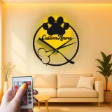 Custom Hair Stylist Led Light Metal Wall Art Personalized Barber Shop Gift Salon Decor for Hairdressers