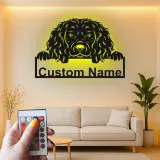 Custom Cocker Spaniel Led Light Metal Wall Art Personalized Dog Lover Gift Living Room Pet Decor