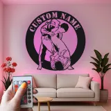 Décoration murale en métal personnalisée avec éclairage LED Jiu Jitsu Grapplers - Cadeau pour passionnés d'arts martiaux - Décor pour gym ou dojo