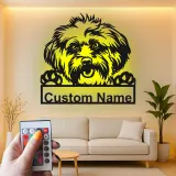 Cartel de metal LED personalizado de Shih Tzu, regalo para amantes de los perros, decoración para sala de estar