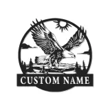 Décoration murale en métal LED personnalisée avec aigle - Cadeau pour les amoureux de la nature, décoration rustique pour le salon