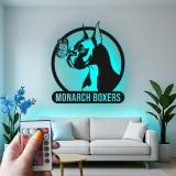 Insegna in metallo personalizzata con cane Boxer e farfalla luce LED regalo unico per amanti dei cani decorazione per soggiorno