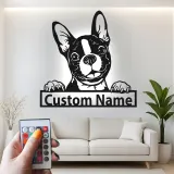 Décoration murale en métal personnalisée en forme de bulldog français avec rétroéclairage LED - Cadeau pour parents d'animaux