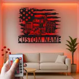 Personalisierte LED-Metall-Wandkunst mit Muldenkipper – Geschenk für Truck-Fans, Garage oder Büro