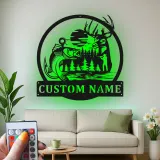 Custom Deer & Bass LED Metal Sign | Personalized Wildlife Wall Art | Rustic Cabin Decor | Hunter Fisherman Gift