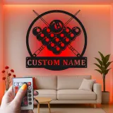 Insegna in metallo personalizzata con luce LED per tavolo da biliardo regalo personalizzato per decorazione per appassionati di biliardo