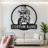 Custom Motocross Rider Led Light Metal Wall Art Personalized Gift for Dirt Bike Enthusiasts Garage or Man Cave Decor 4
