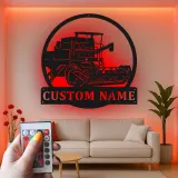 Cartel de metal LED personalizado de cosechadora de cereales Regalo para agricultores Decoración rústica de granja