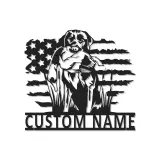 Décoration murale en métal Labrador Retriever | Cadeau personnalisé pour chasseur avec lumières LED | Décor patriotique pour chien