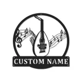 Panneau personnalisé en forme d'oud | Art mural en métal avec rétroéclairage LED | Cadeau personnalisé pour musicien | Décor de salle de musique