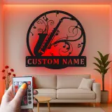 Panneau LED Personnalisé Saxophone | Décoration Murale en Métal pour Studio de Musique | Cadeau Joueur de Jazz | Décor Salle de Groupe