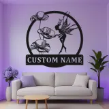 Custom Fairy Metal Sign with LED | Personalized Name Wall Art for Girl's Bedroom | Magical Garden Decor Gift