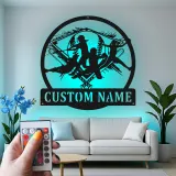 Insegna con Nome Personalizzato per Softball | Arte in Metallo LED | Silhouette Personalizzata per Giocatore | Decorazione per Camera da Atleta e Stanza di Squadra