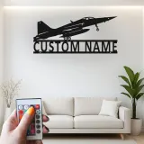 Personalisierte LED-Metall-Wandkunst mit Kampfjet – Luftfahrtgeschenk für Piloten, Hobbyraum oder Büro